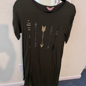 Olive green dress with gold details